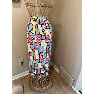 Vintage Faux Patchwork Apron Handmade Large